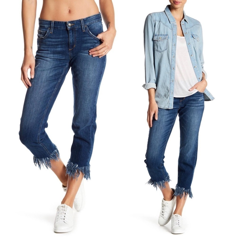JOE’S • Ex-Lover Crop jean boyfriend mid rise frayed hem fringe distressed ankle